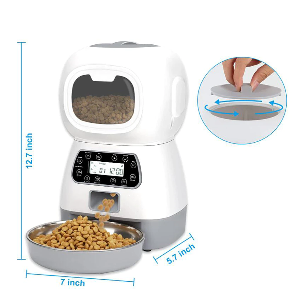 Smart Pet Feeder: 3.5 L Automatic Food Dispenser For Cats Dogs With Tilmer