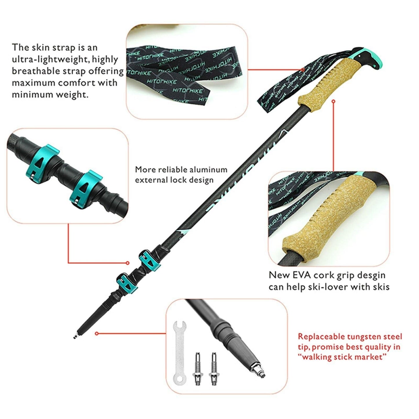 Walking Stick For Hiking : Carbon Fiber Trekking And Hiking Poles - SKINMOZ MARKET