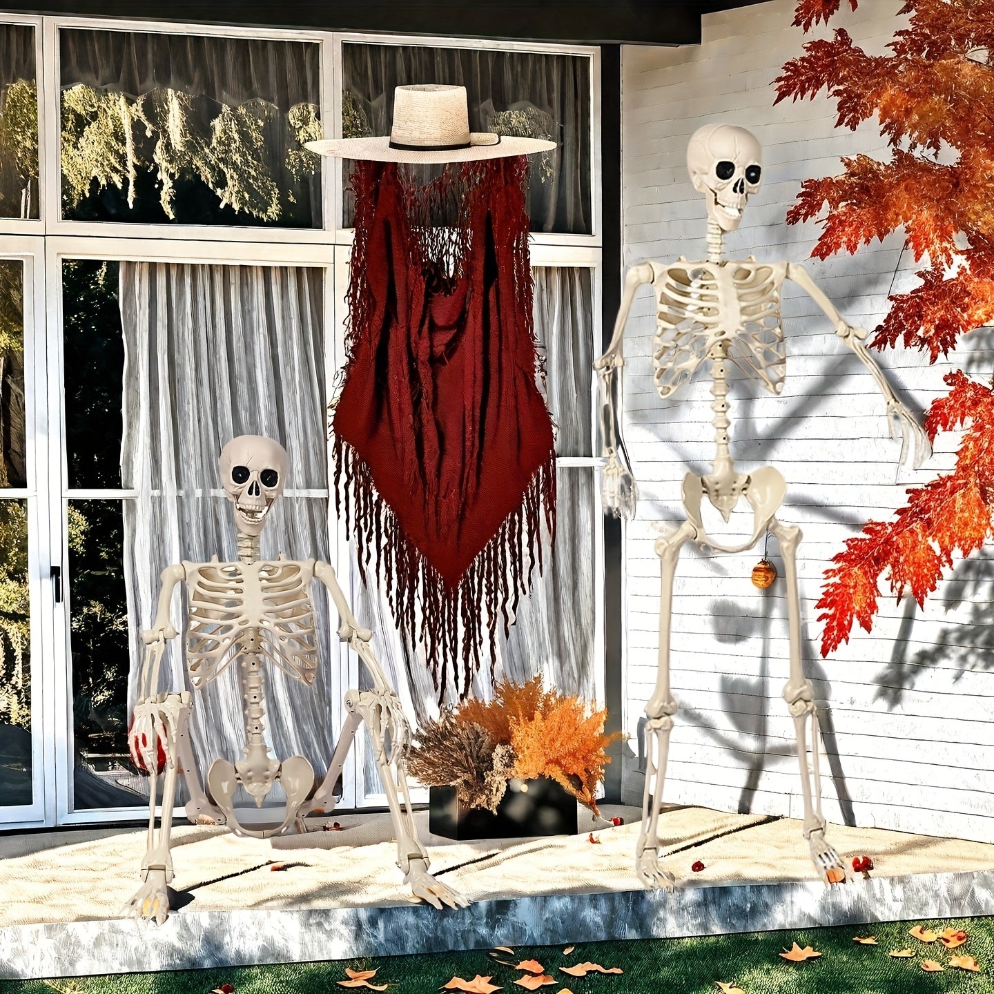 Giant XL 8 Ft Halloween Skeleton Decoration | Posable Outdoor
