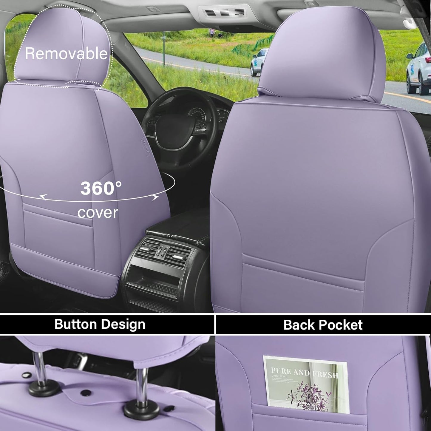 Waterproof Nappa Leather Carseat Cover Universal Fit for Most Cars