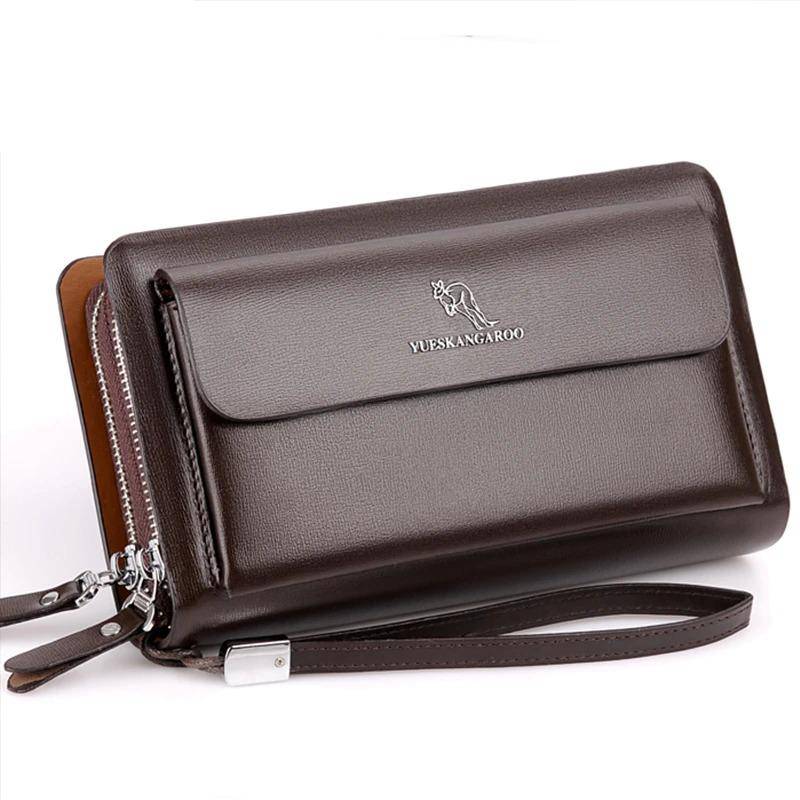 Mens Clutch Bag Handbag : Luxury Business Wallet Mini Hand Bag Black - Brown - SKINMOZ MARKET