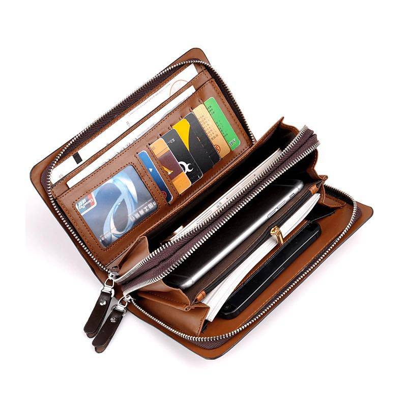 Mens Clutch Bag Handbag : Luxury Business Wallet Mini Hand Bag Black - Brown - SKINMOZ MARKET