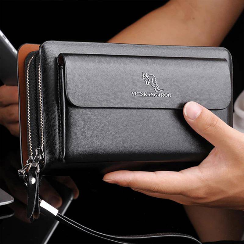 Mens Clutch Bag Handbag : Luxury Business Wallet Mini Hand Bag Black - Brown - SKINMOZ MARKET