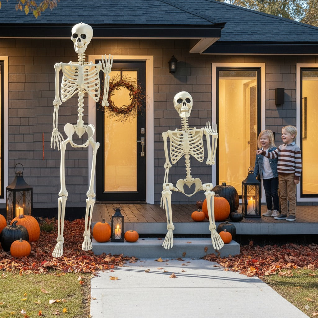 Giant XL 8 Ft Halloween Skeleton Decoration | Posable Outdoor