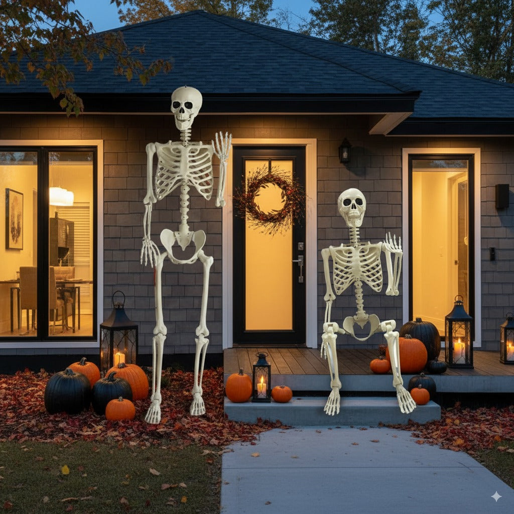 Giant XL 8 Ft Halloween Skeleton Decoration | Posable Outdoor