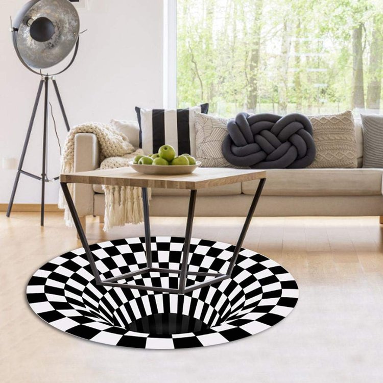 3D Round Vortex Illusion Rug - Black Hole Rug - SKINMOZ MARKET