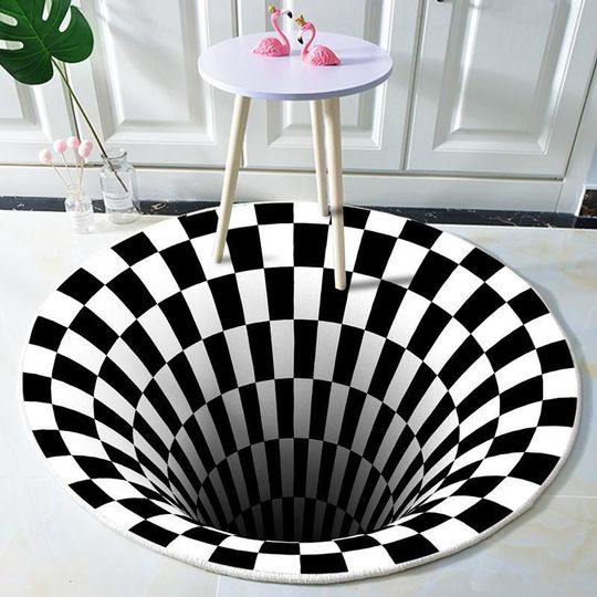 3D Round Vortex Illusion Rug - Black Hole Rug - SKINMOZ MARKET