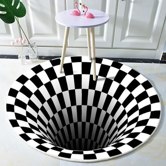 3D Round Vortex Illusion Rug - Black Hole Rug - SKINMOZ MARKET