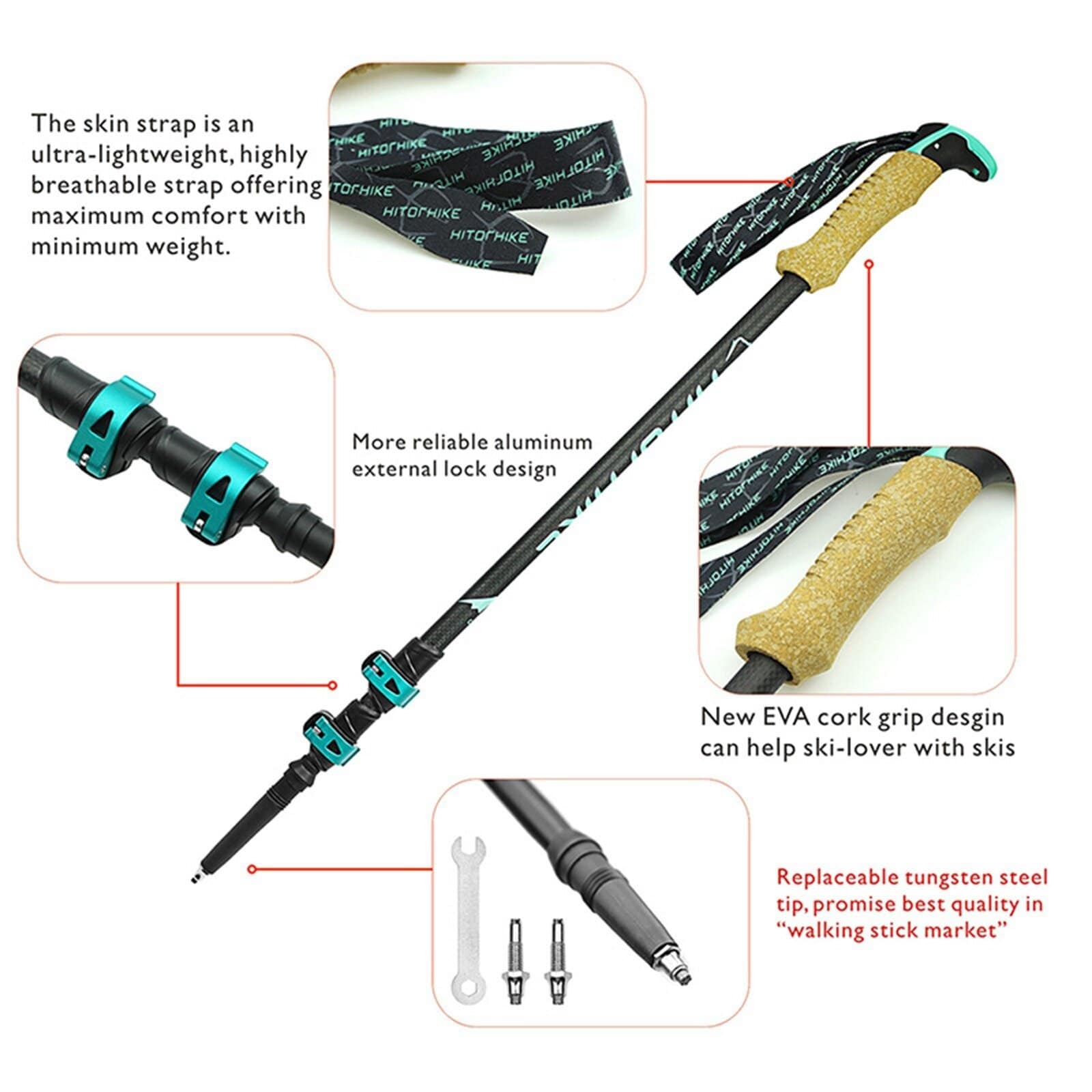 Walking Stick For Hiking : Carbon Fiber Trekking And Hiking Poles - SKINMOZ MARKET