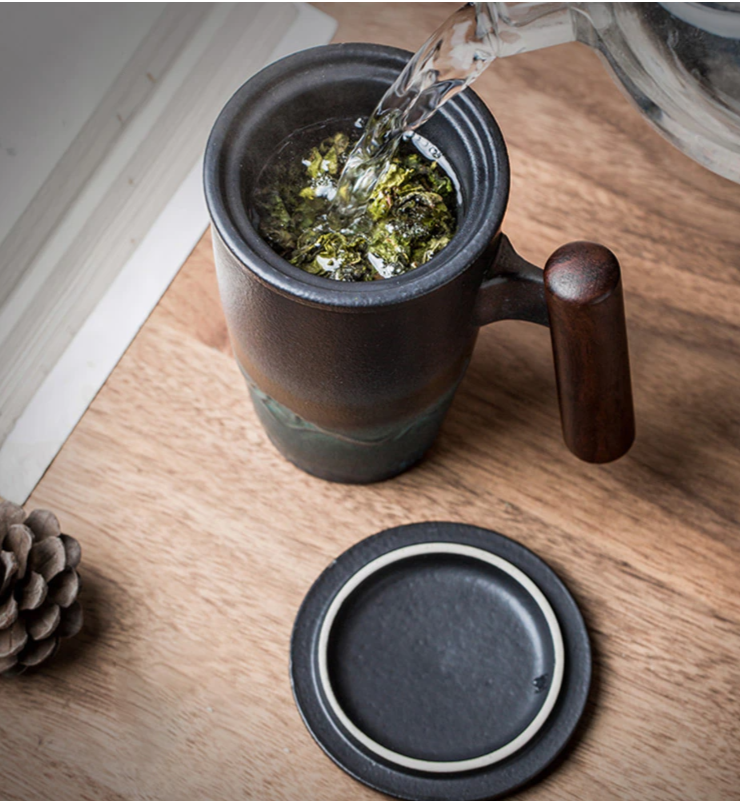 Ceramic Mug : Retro Tea Coffee Cup Creative Stoneware Cups 400ml - SKINMOZ MARKET