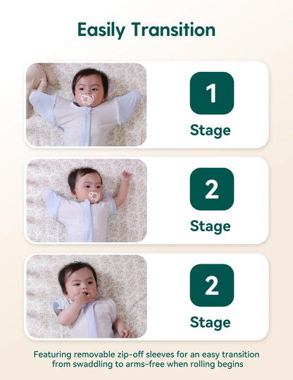 Babelio Baby Swaddle | Temp-Sensing & Detachable Sleeves