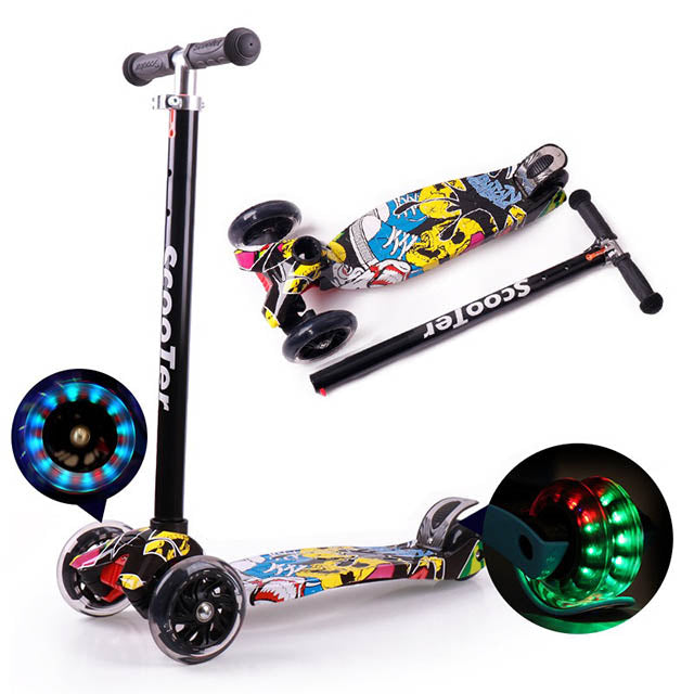 4-Wheel Kick Kids Scooter – Adjustable Height & Flashing Wheels