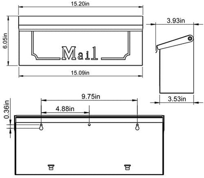Mailboxes Mini Townhouse - Wall Mount Mailbox Small Capacity Galvanized Steel Black - SKINMOZ MARKET