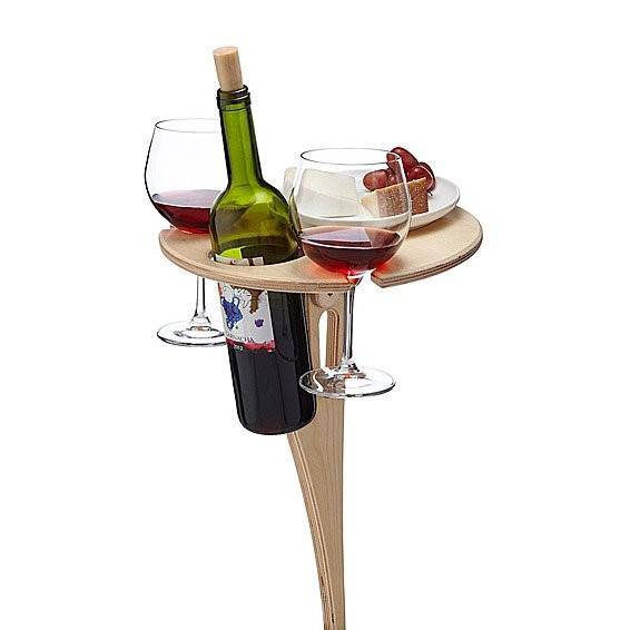 Outdoor Wine Table - Wooden Folding Natural And Portable - SKINMOZ MARKET
