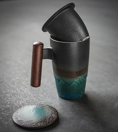 Ceramic Mug : Retro Tea Coffee Cup Creative Stoneware Cups 400ml - SKINMOZ MARKET
