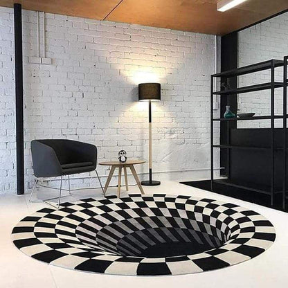 3D Round Vortex Illusion Rug - Black Hole Rug - SKINMOZ MARKET