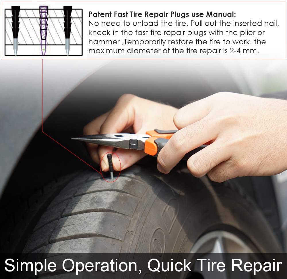 Tire Repair Kit for Tubeless Tires : 98 Pcs For Cars, Trucks, Motorcycles - SKINMOZ MARKET