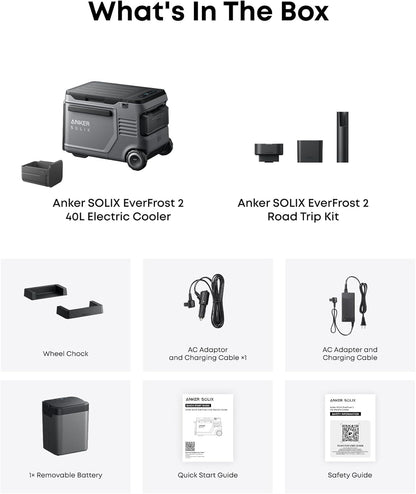 Anker SOLIX EverFrost 2 40L Cooler with Road Trip Kit 42 qt Car Refrigerator