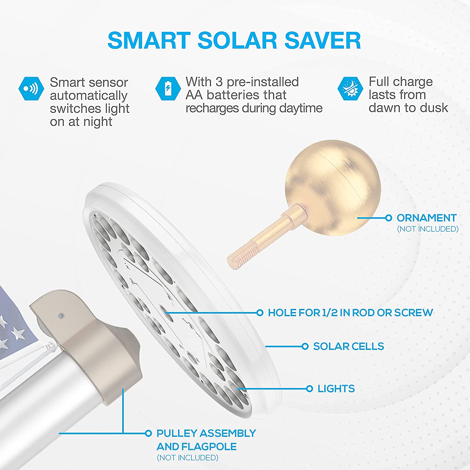 Flagpole Light Solar Powered : Led Flagpole Light - SKINMOZ MARKET
