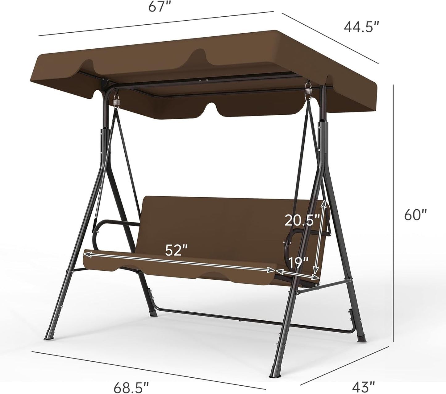 Outdoor Patio Swing Chair 3-Person