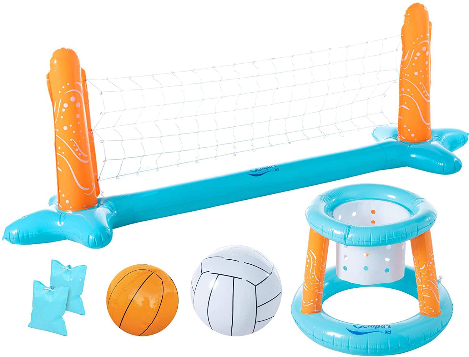 Inflatable swimming pool buoy set volleyball net and basketball Goal Hoop, Poolside Toy - SKINMOZ MARKET