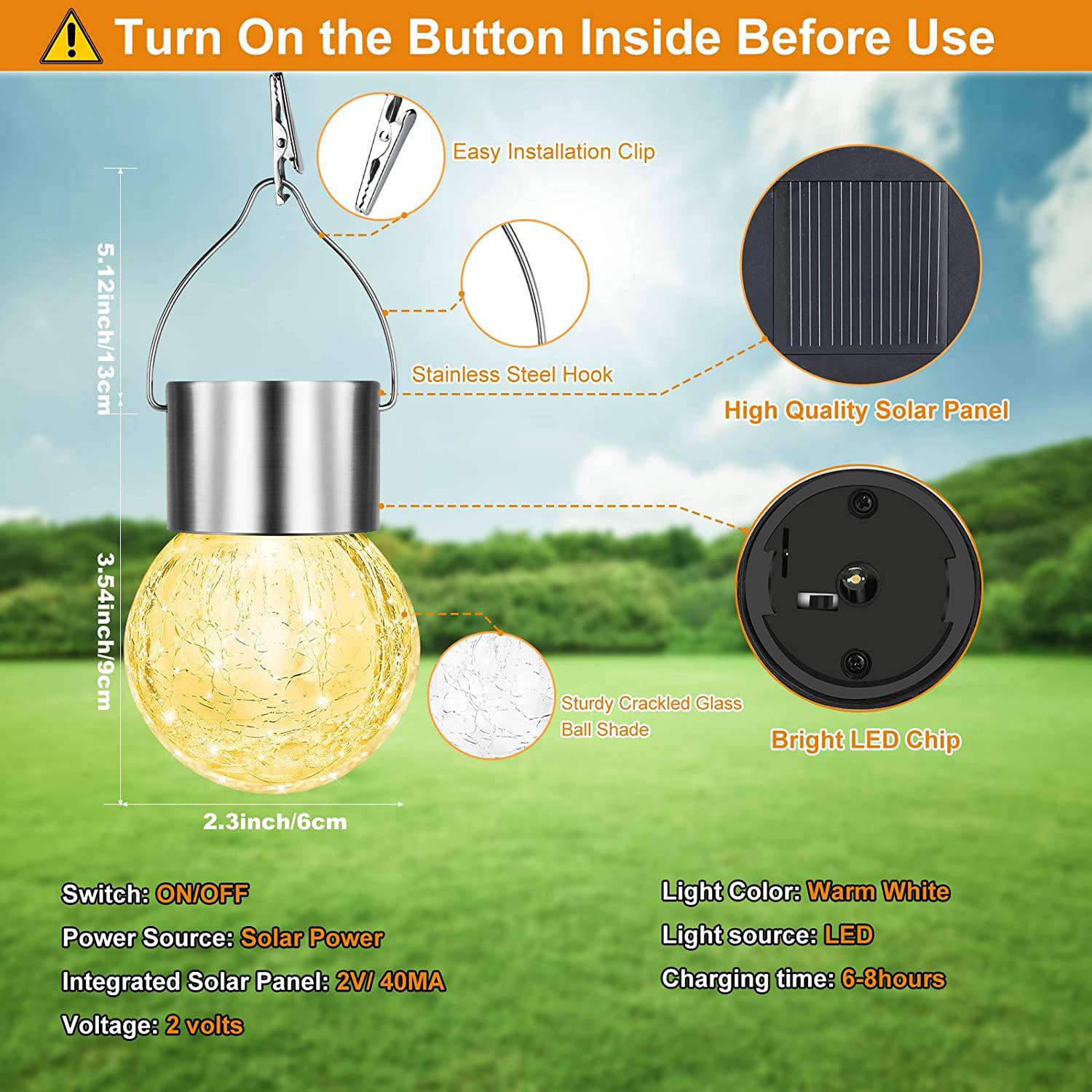 Solar Outdoor Hanging Lights - 12Pcs Solar Powered Glass Ball Lights Waterproof For Tree - SKINMOZ MARKET