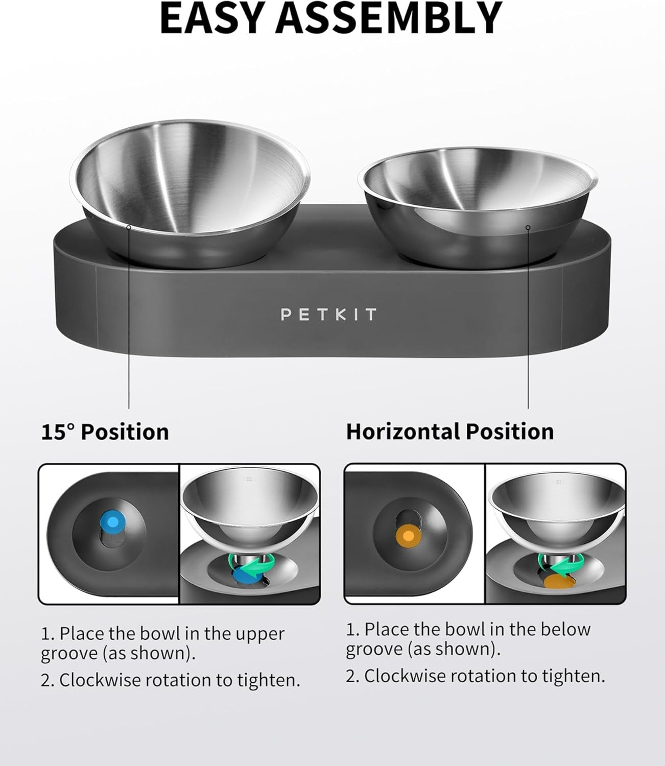 Dog & Cat Bowl with Elevated Stand - Stainless Steel & Easy to Clean