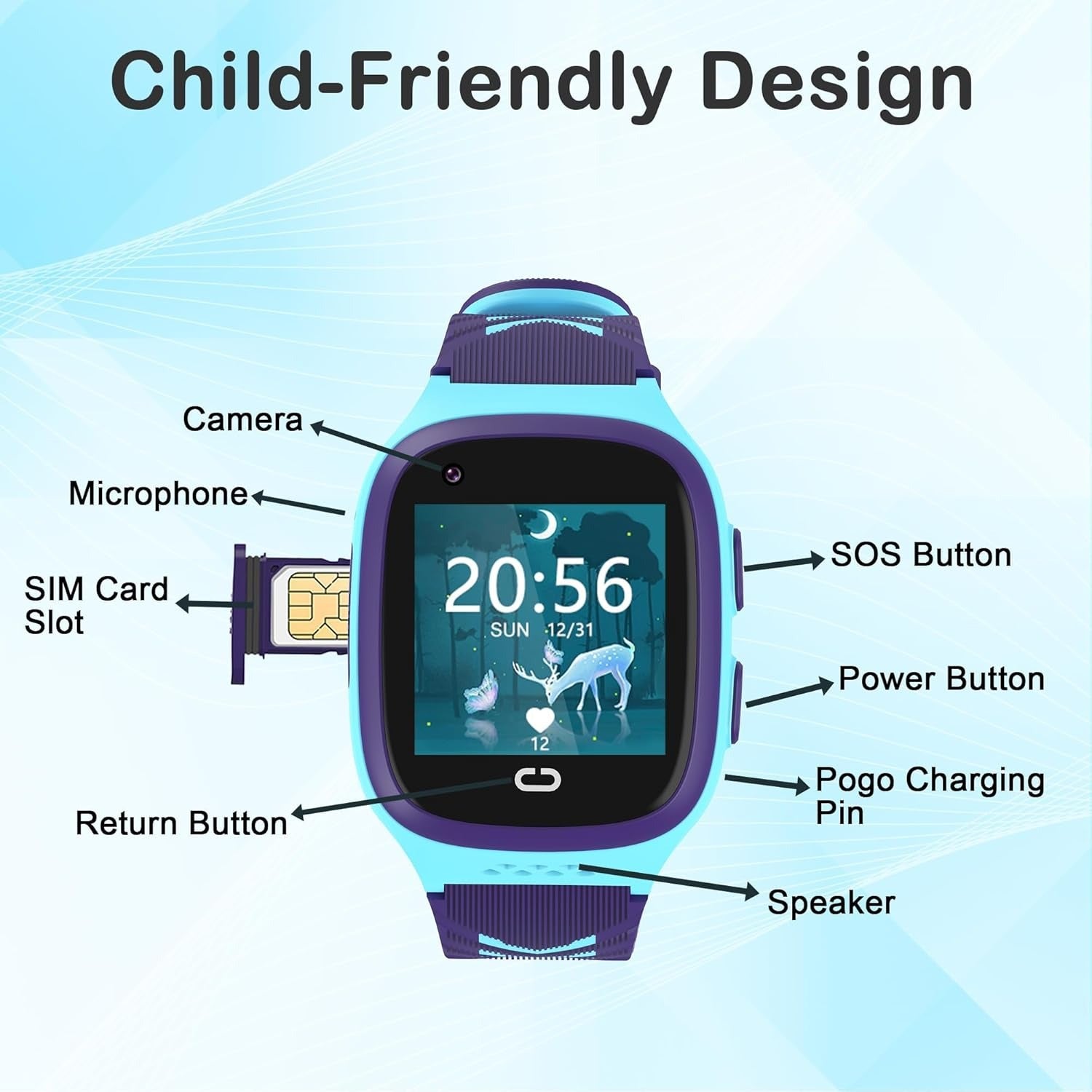 4G Smart Watch for Kids with GPS Tracker Video Call and SOS Button