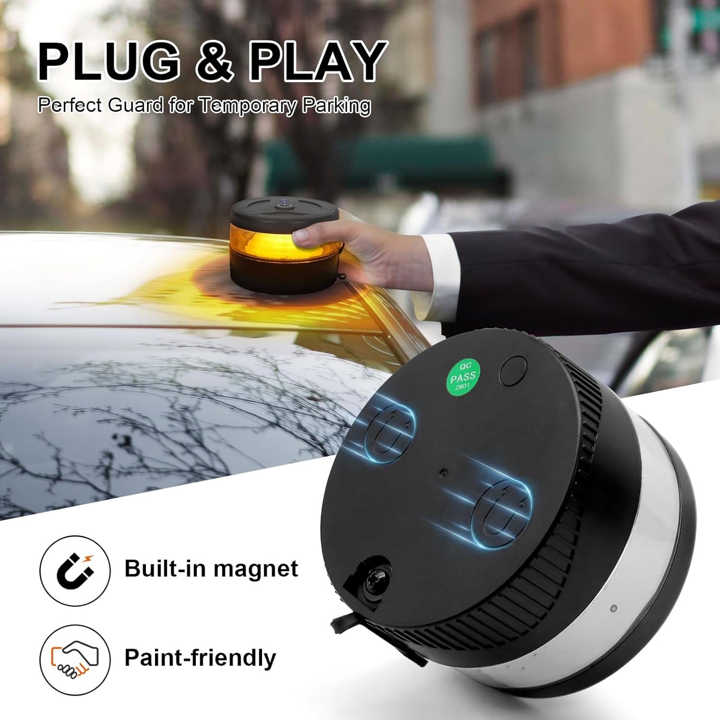 Mini Portable LED Beacon Light Magnetic Wireless USB-C Rechargeable Strobe Lights IP67 Waterproof