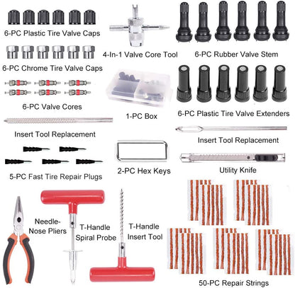 Tire Repair Kit for Tubeless Tires : 98 Pcs For Cars, Trucks, Motorcycles - SKINMOZ MARKET
