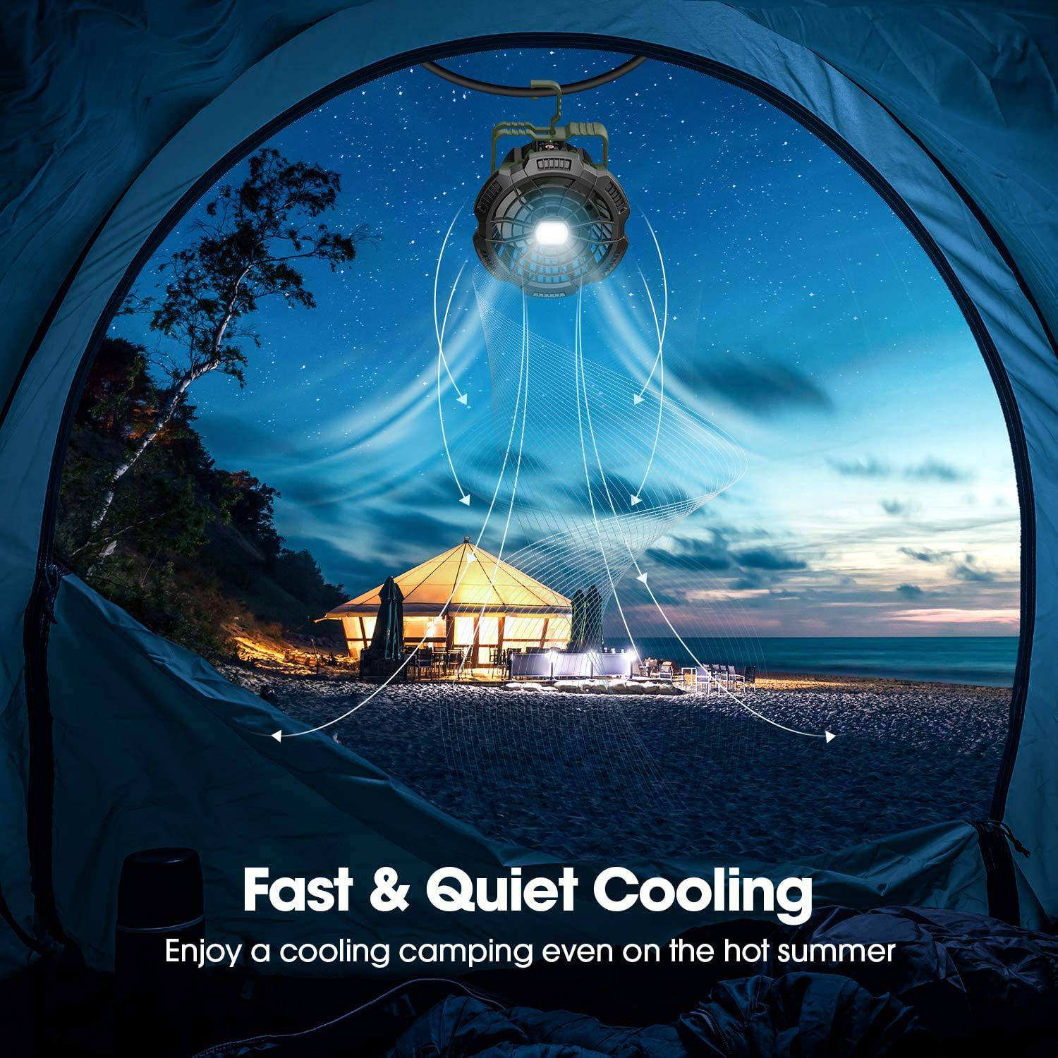 Portable Camping Lantern Fan with LED For Tent 7800mAh Rechargeable Ceiling With USB - SKINMOZ MARKET