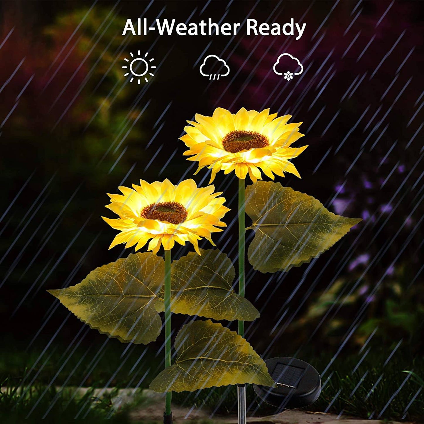 Solar Flower Stake Lights : 2-Pack Garden Outdoor Sunflower Solar Lighted LED - SKINMOZ MARKET