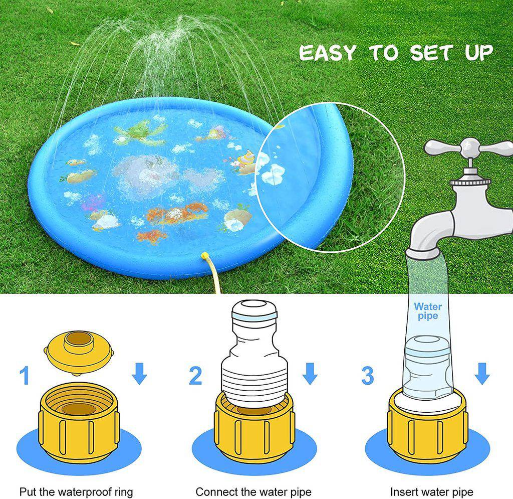 Sprinkler For Kids And Baby Outdoor Splash Pad Inflatable Toy For Summer 68'' - SKINMOZ MARKET