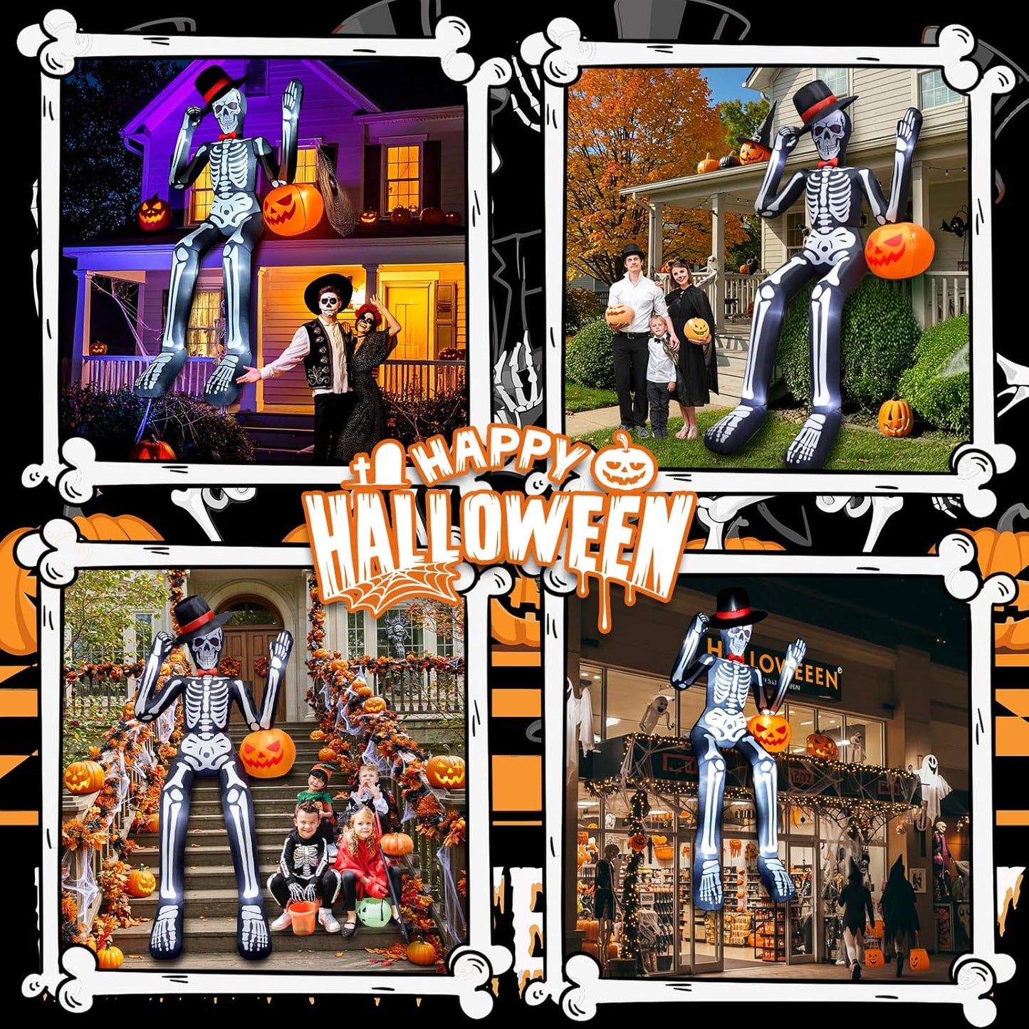 Giant XL 12 Ft Halloween Skeleton Decoration