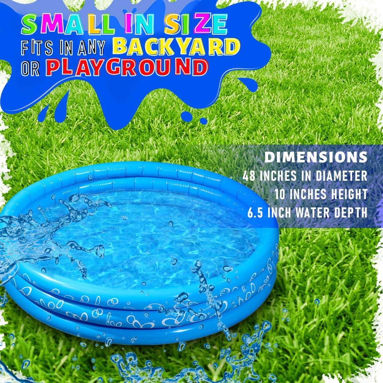 Sea Blue Inflatable Kiddie Swimming Pool For Kids, Baby, Dogs - 48 x 10 Inch - SKINMOZ MARKET