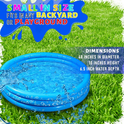 Sea Blue Inflatable Kiddie Swimming Pool For Kids, Baby, Dogs - 48 x 10 Inch - SKINMOZ MARKET
