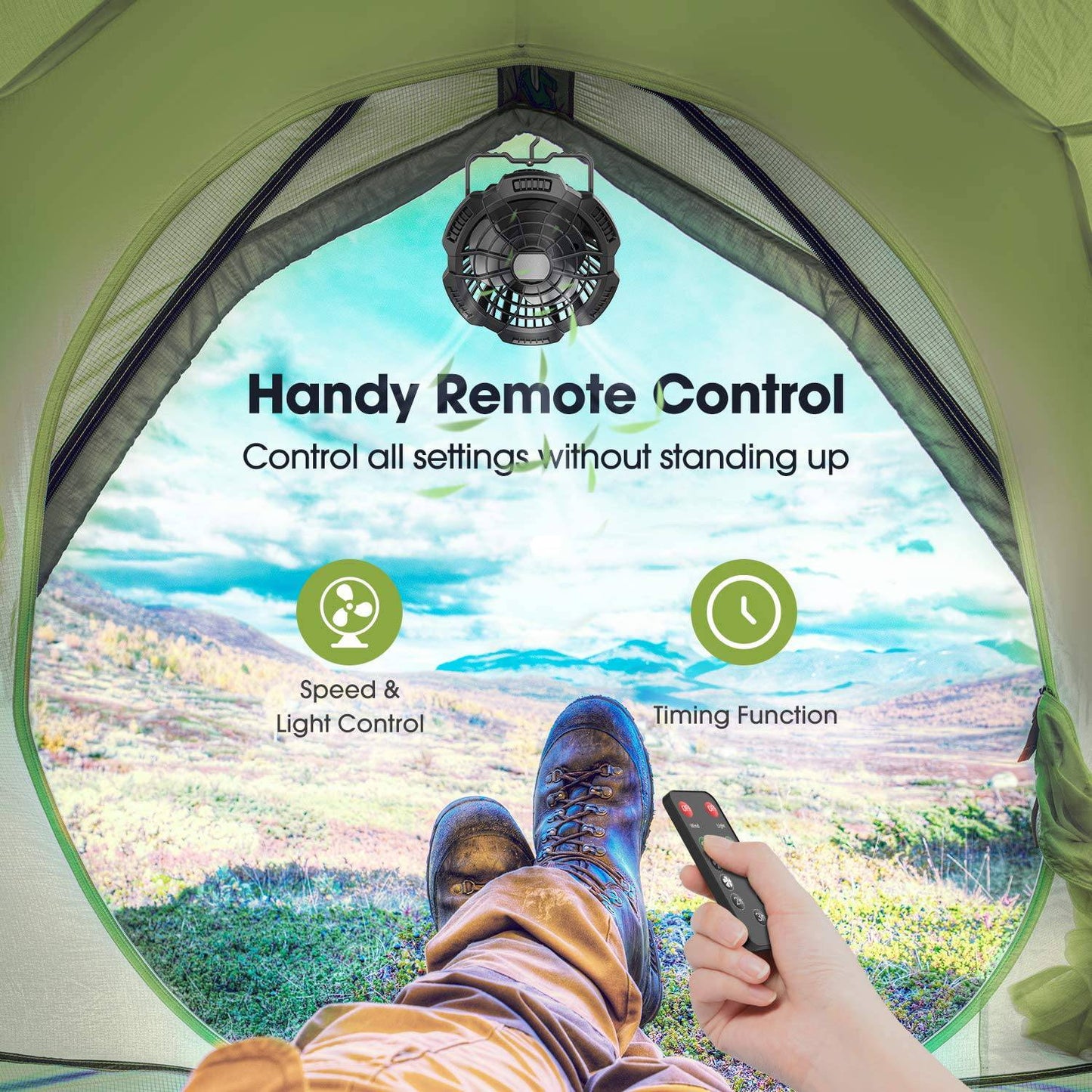 Portable Camping Lantern Fan with LED For Tent 7800mAh Rechargeable Ceiling With USB - SKINMOZ MARKET