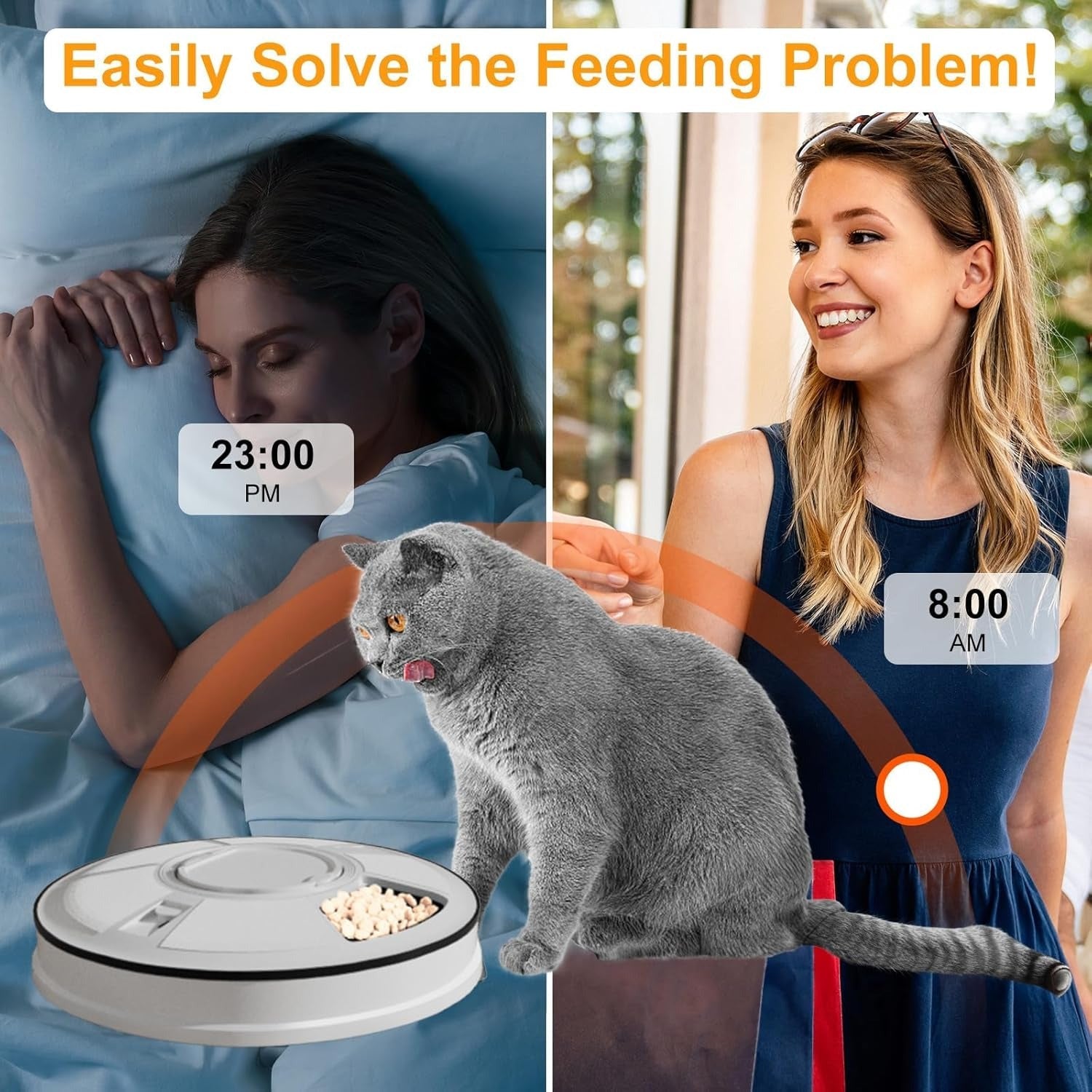 6-Meal Auto Cat Feeder – Programmable Dispenser & Easy to Clean