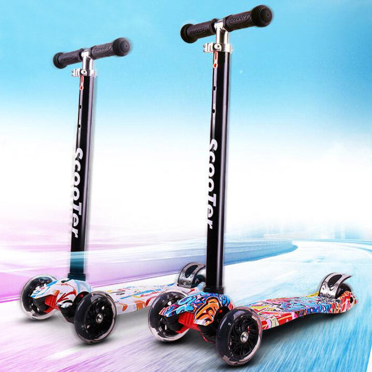 4-Wheel Kick Kids Scooter – Adjustable Height & Flashing Wheels
