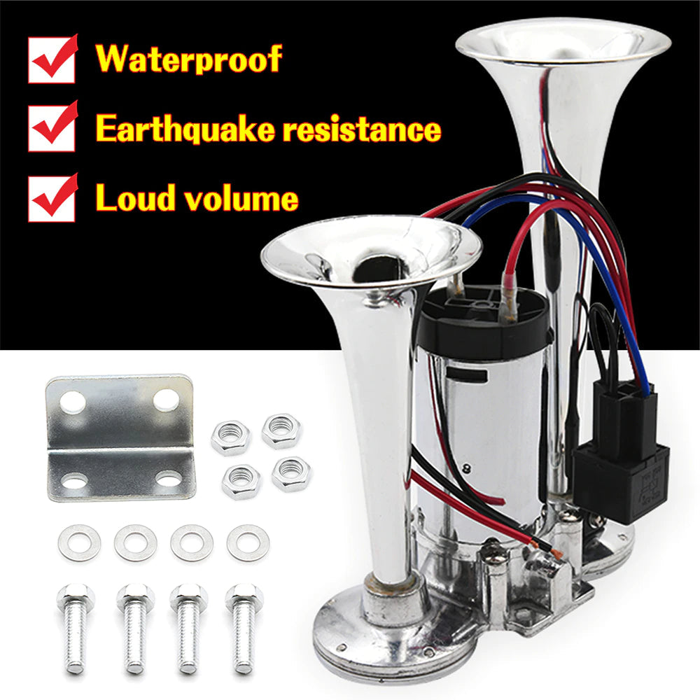 Car Electric Dual Horn Truck Boat Train Speaker: Loudest Trumpets 600DB - SKINMOZ MARKET