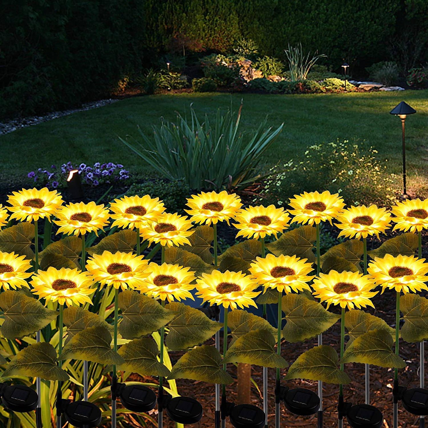 Solar Flower Stake Lights : 2-Pack Garden Outdoor Sunflower Solar Lighted LED - SKINMOZ MARKET