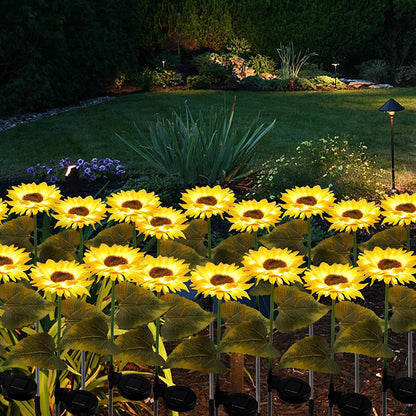 Solar Flower Stake Lights : 2-Pack Garden Outdoor Sunflower Solar Lighted LED - SKINMOZ MARKET
