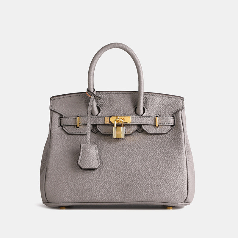 Elegant Cowhide Leather Shoulder Bag with Zipped Storage – Premium Durable Handbag for Daily Use