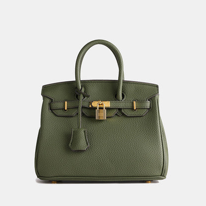 Elegant Cowhide Leather Shoulder Bag with Zipped Storage – Premium Durable Handbag for Daily Use