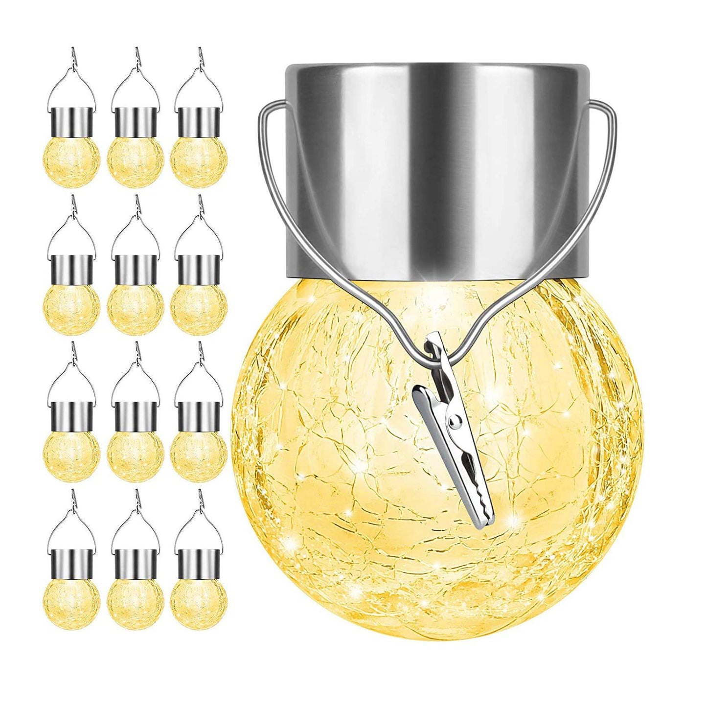 Solar Outdoor Hanging Lights - 12Pcs Solar Powered Glass Ball Lights Waterproof For Tree - SKINMOZ MARKET