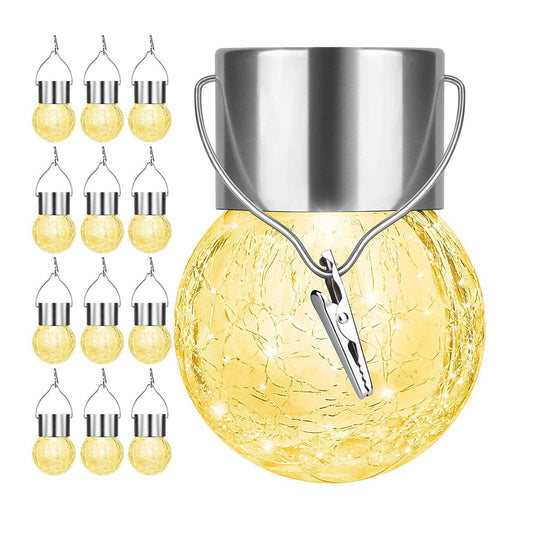 Solar Outdoor Hanging Lights - 12Pcs Solar Powered Glass Ball Lights Waterproof For Tree - SKINMOZ MARKET