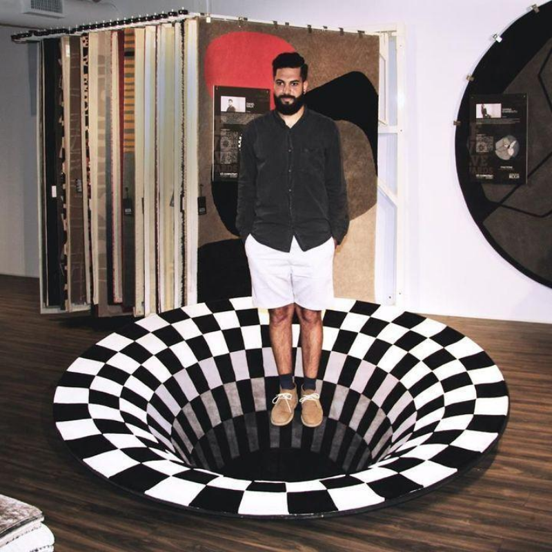 3D Round Vortex Illusion Rug - Black Hole Rug - SKINMOZ MARKET