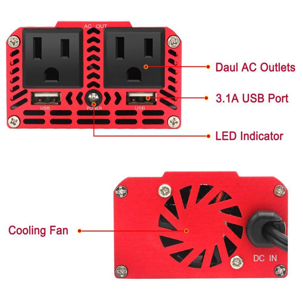 300W Car Power Inverter Adapter 12V to 110V AC with 4.2 A Dual USB - SKINMOZ MARKET