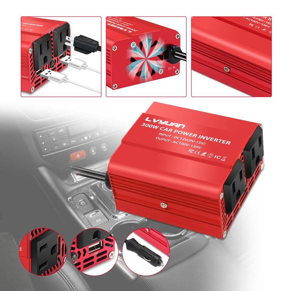 300W Car Power Inverter Adapter 12V to 110V AC with 4.2 A Dual USB - SKINMOZ MARKET