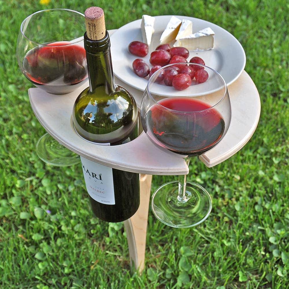 Outdoor Wine Table - Wooden Folding Natural And Portable - SKINMOZ MARKET